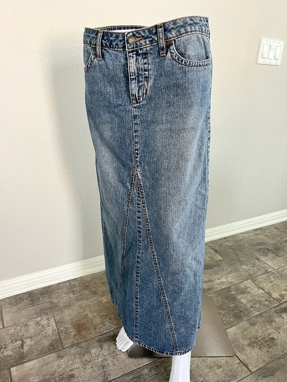 Classic Blue Denim Maxi Skirt